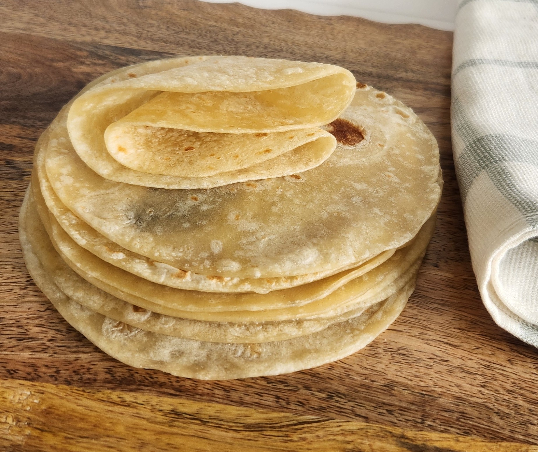 A fresh stack of homemade tortillas